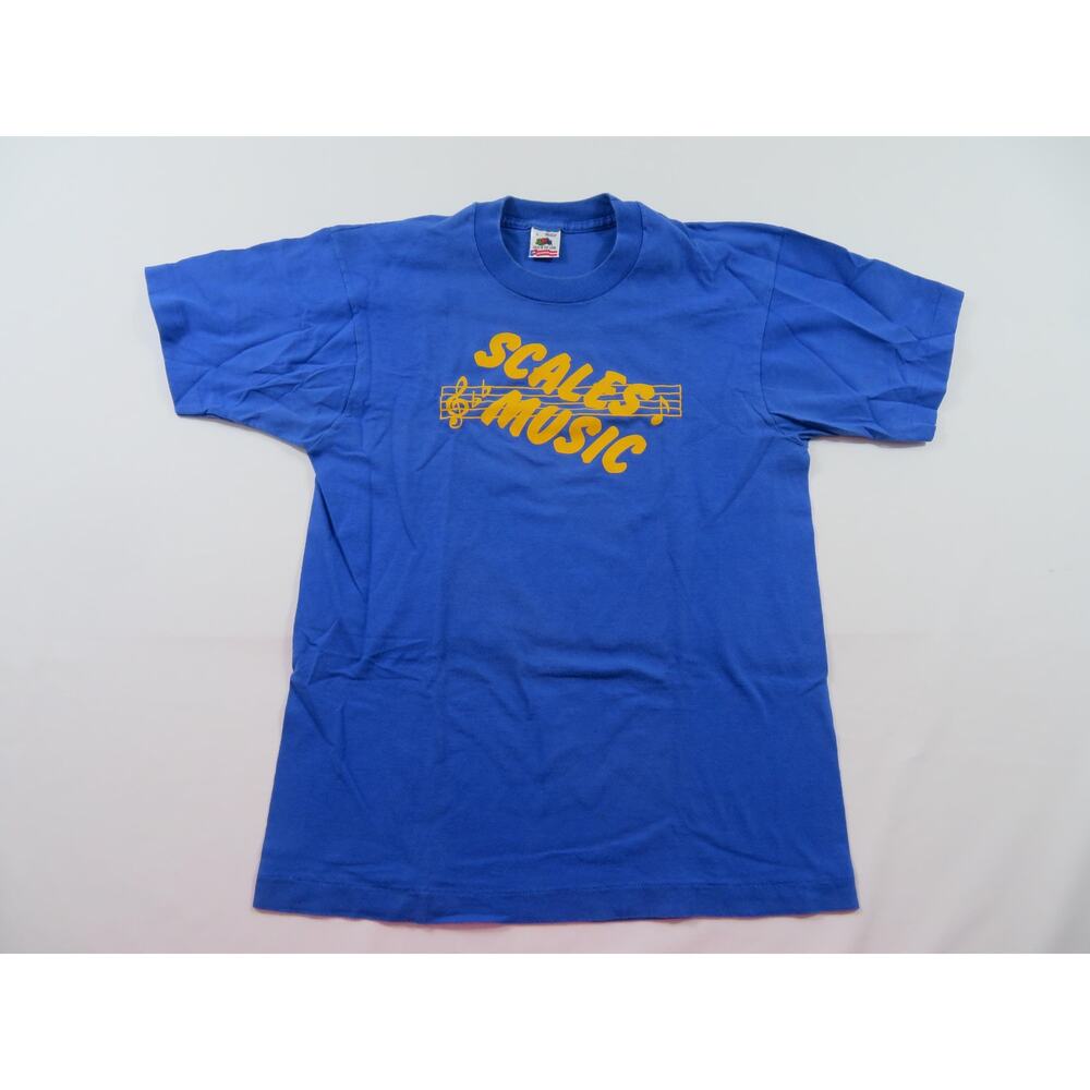 Scales Music Blue T-shirt Rock Band Sz M 1990s